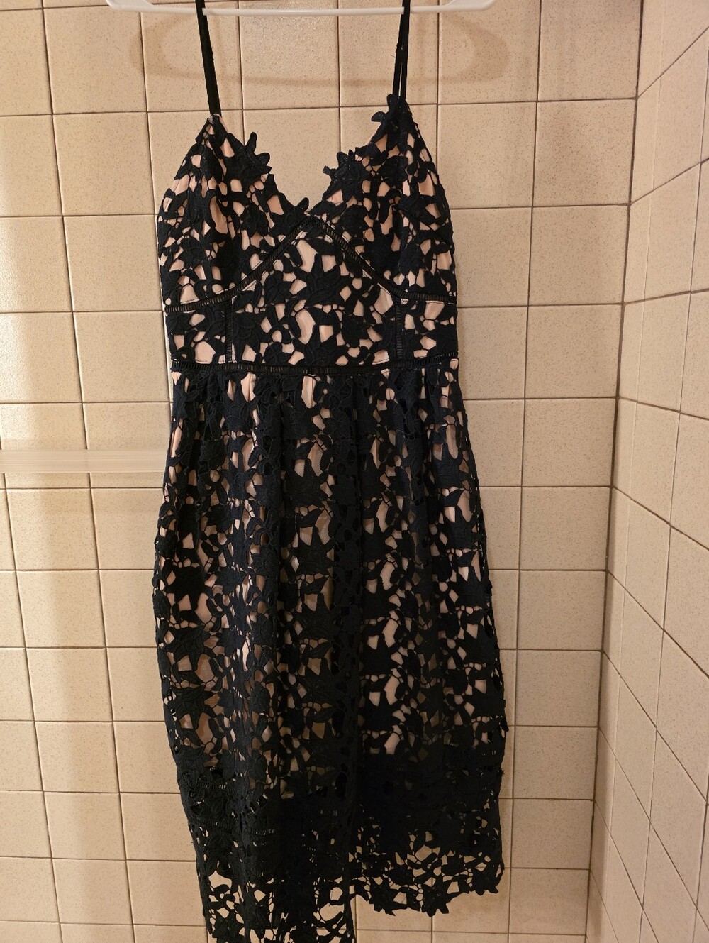 Black Lace Overlay Slip Dress - Women